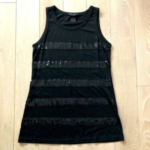 Marc Jacobs Sequin Striped Tank Top in Black